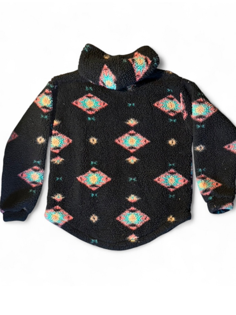 SO Sherpa Aztec Print Fleece Zip Hoodie Size Large - Picture 3 of 3